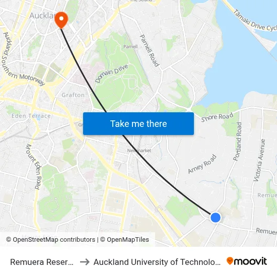 Remuera Reserve to Auckland University of Technology map