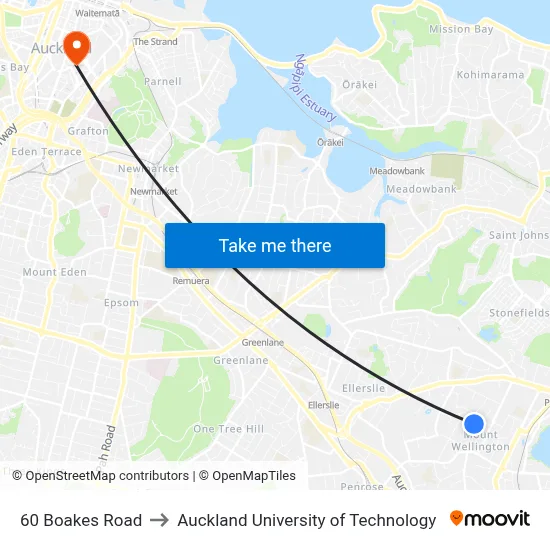 60 Boakes Road to Auckland University of Technology map