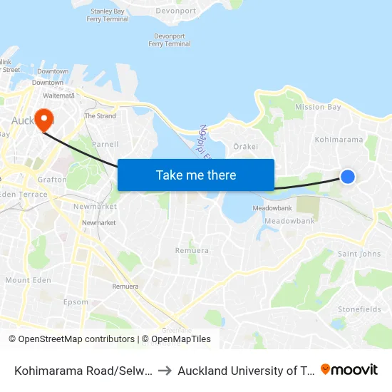 Kohimarama Road/Selwyn College to Auckland University of Technology map
