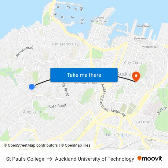 St Paul's College to Auckland University of Technology map