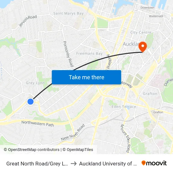 Great North Road/Grey Lynn School to Auckland University of Technology map