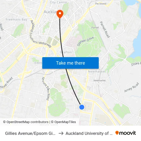 Gillies Avenue/Epsom Girls Grammar to Auckland University of Technology map