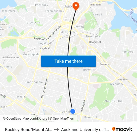 Buckley Road/Mount Albert Road to Auckland University of Technology map