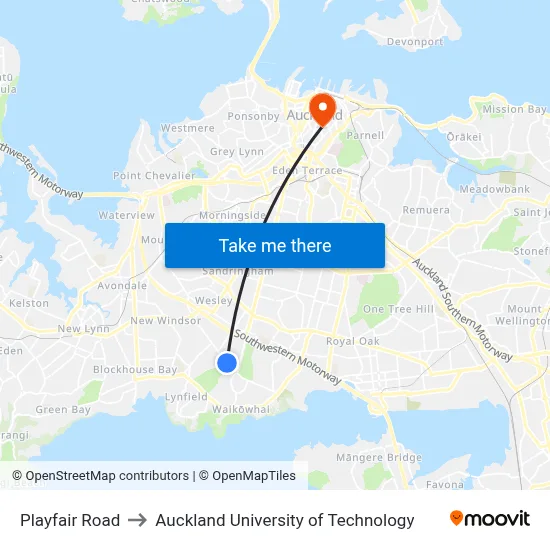 Playfair Road to Auckland University of Technology map