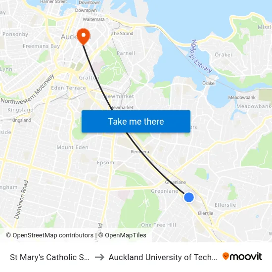 St Mary's Catholic School to Auckland University of Technology map