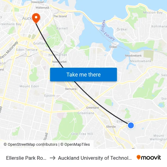 Ellerslie Park Road to Auckland University of Technology map