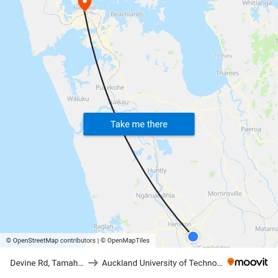 Devine Rd, Tamahere to Auckland University of Technology map