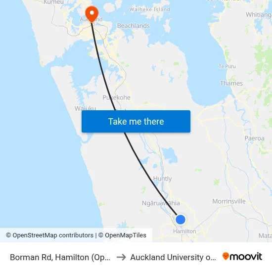 Borman Rd, Hamilton (Opp Woolworths) to Auckland University of Technology map