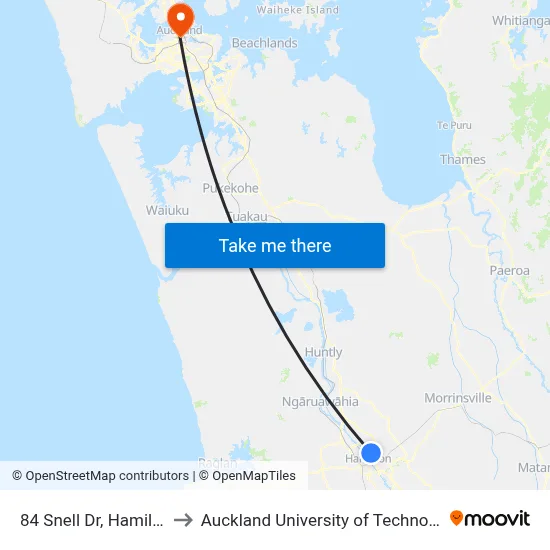 84 Snell Dr, Hamilton to Auckland University of Technology map