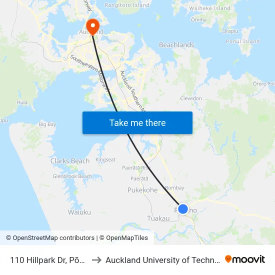 110 Hillpark Dr, Pōkeno to Auckland University of Technology map