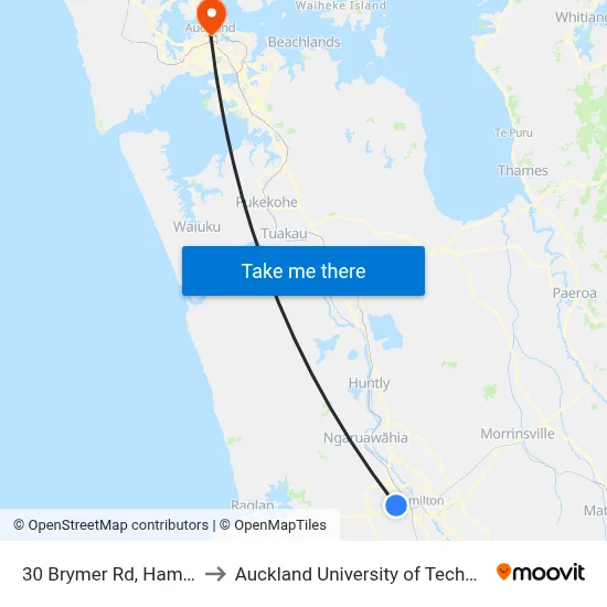 30 Brymer Rd, Hamilton to Auckland University of Technology map