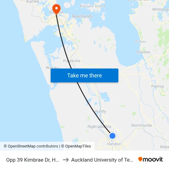 Opp 39 Kimbrae Dr, Hamilton to Auckland University of Technology map