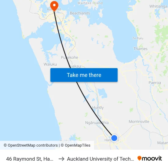 46 Raymond St, Hamilton to Auckland University of Technology map