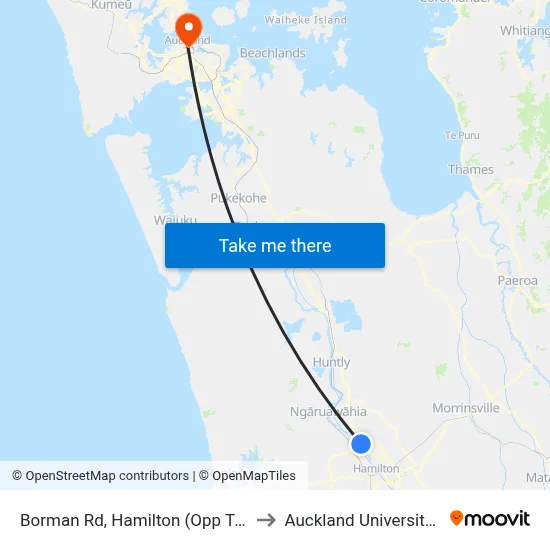 Borman Rd, Hamilton (Opp Te Ao Mārama School) to Auckland University of Technology map
