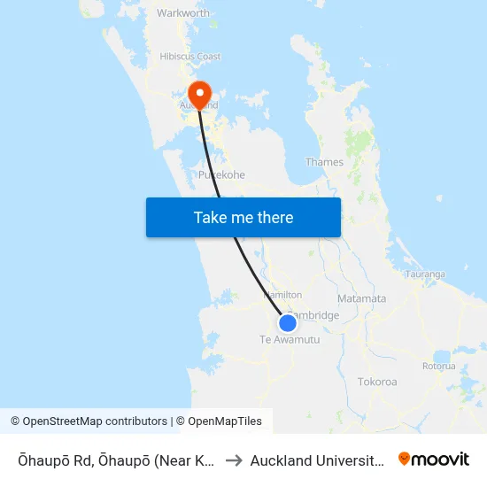 Ōhaupō Rd, Ōhaupō (Near Kaipaki Rd) (Hail2ride) to Auckland University of Technology map