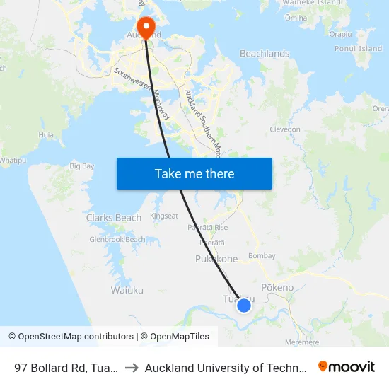 97 Bollard Rd, Tuakau to Auckland University of Technology map