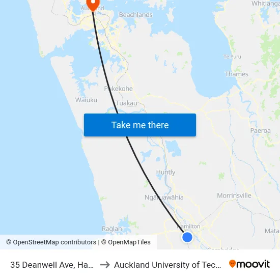 35 Deanwell Ave, Hamilton to Auckland University of Technology map