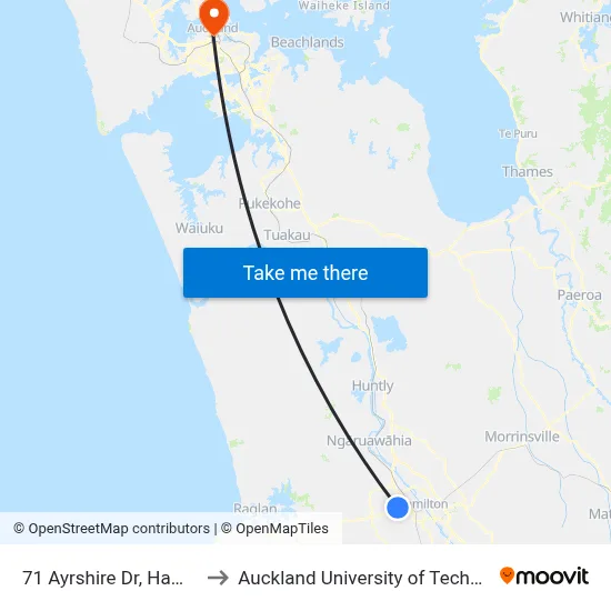71 Ayrshire Dr, Hamilton to Auckland University of Technology map