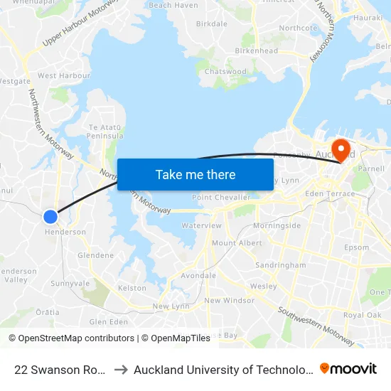 22 Swanson Road to Auckland University of Technology map