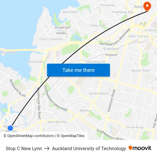 Stop C New Lynn to Auckland University of Technology map