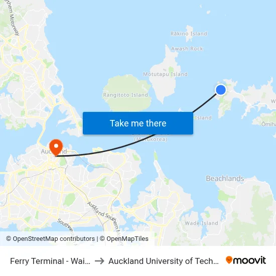 Ferry Terminal - Waiheke to Auckland University of Technology map