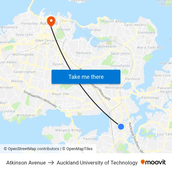 Atkinson Avenue to Auckland University of Technology map