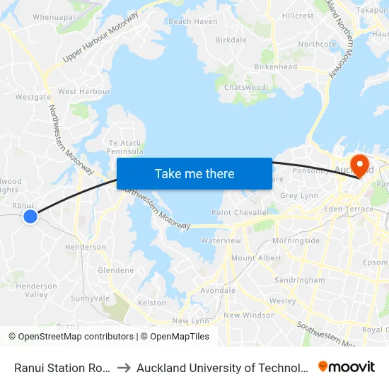 Ranui Station Road to Auckland University of Technology map