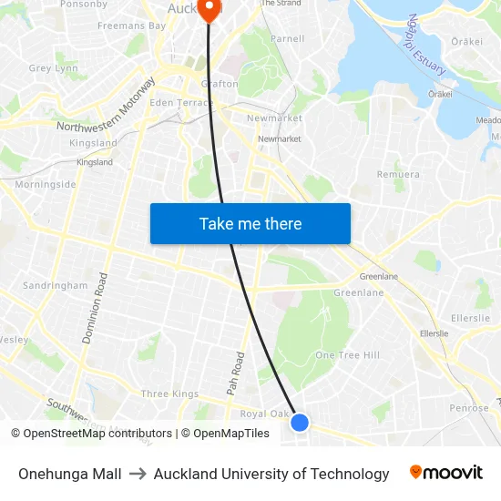 Onehunga Mall to Auckland University of Technology map