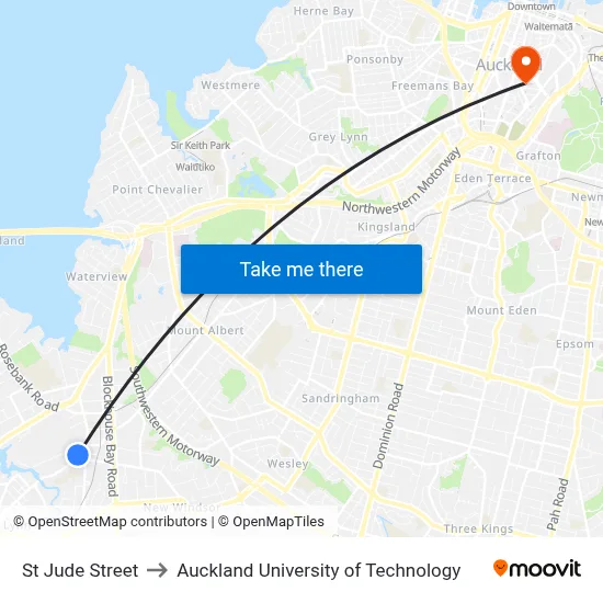 St Jude Street to Auckland University of Technology map