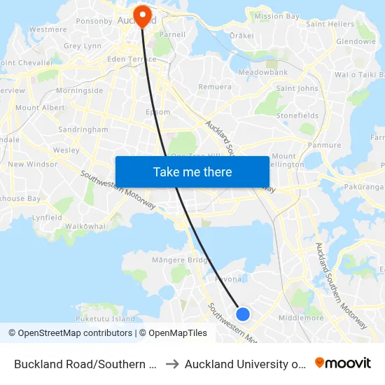Buckland Road/Southern Cross Campus to Auckland University of Technology map