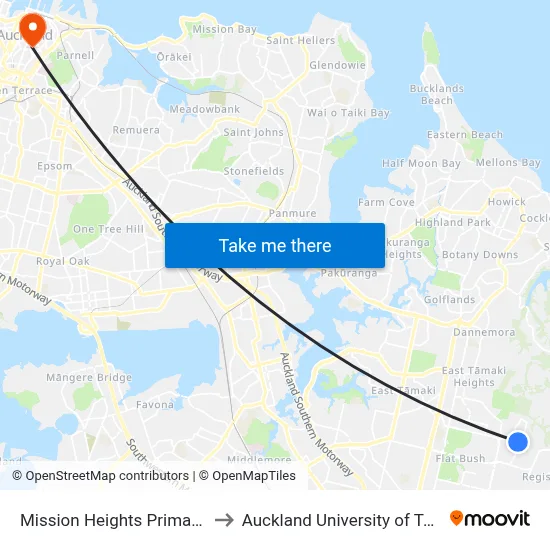Mission Heights Primary School to Auckland University of Technology map