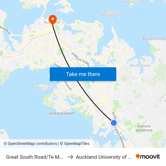 Great South Road/Te Mahia Station to Auckland University of Technology map