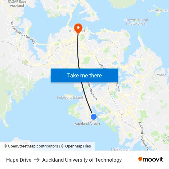 Hape Drive to Auckland University of Technology map