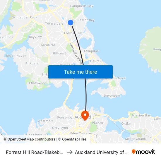 Forrest Hill Road/Blakeborough Drive to Auckland University of Technology map