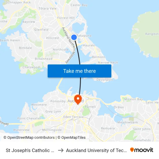 St Joseph's Catholic Church to Auckland University of Technology map