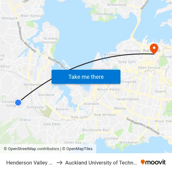 Henderson Valley Park to Auckland University of Technology map