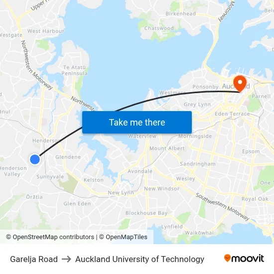 Garelja Road to Auckland University of Technology map