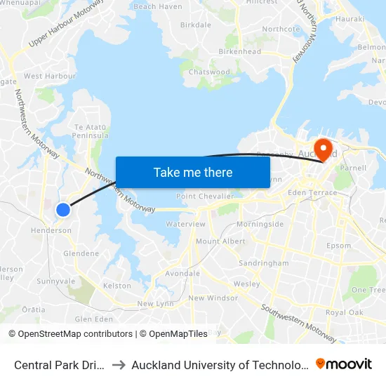 Central Park Drive to Auckland University of Technology map