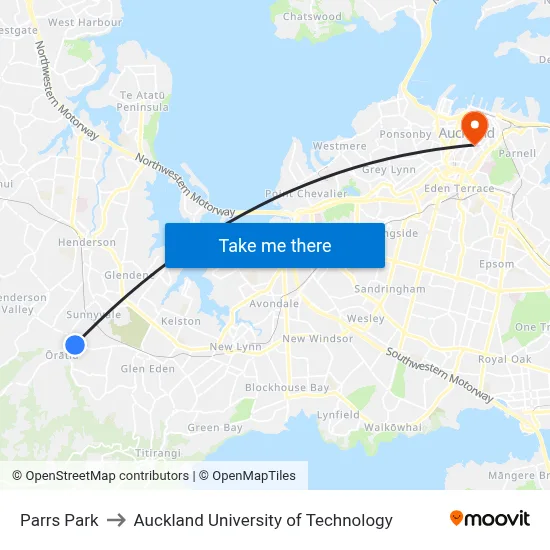 Parrs Park to Auckland University of Technology map
