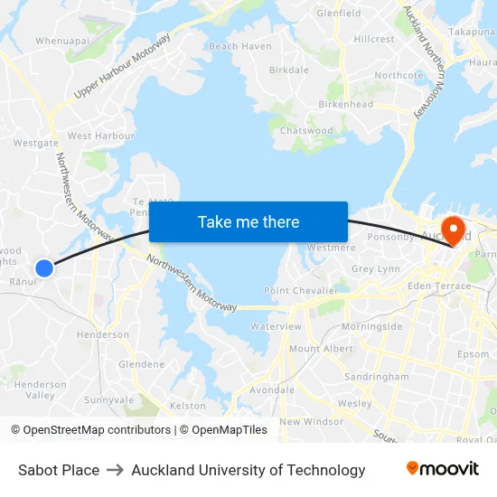Sabot Place to Auckland University of Technology map