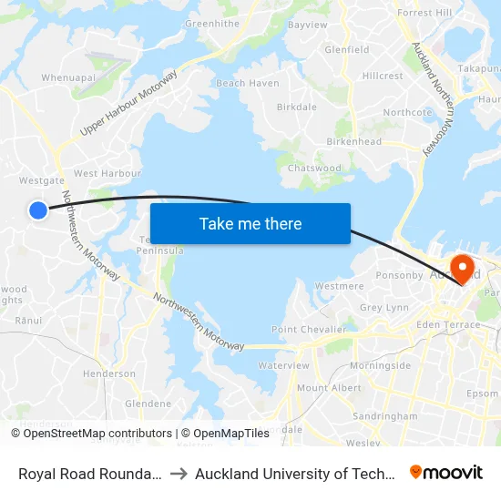 Royal Road Roundabout to Auckland University of Technology map