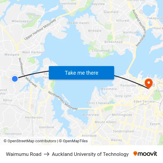 Waimumu Road to Auckland University of Technology map