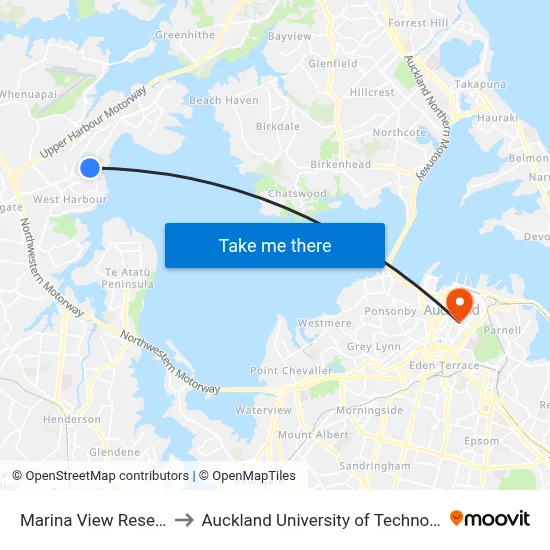 Marina View Reserve to Auckland University of Technology map