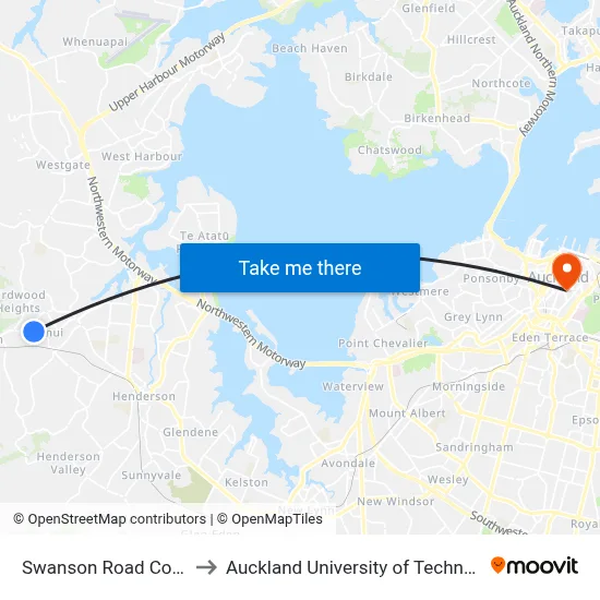 Swanson Road Corner to Auckland University of Technology map