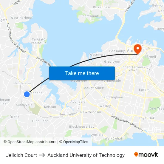 Jelicich Court to Auckland University of Technology map