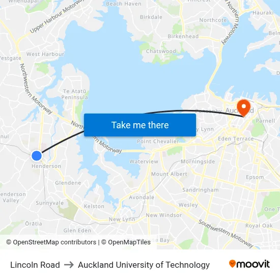 Lincoln Road to Auckland University of Technology map