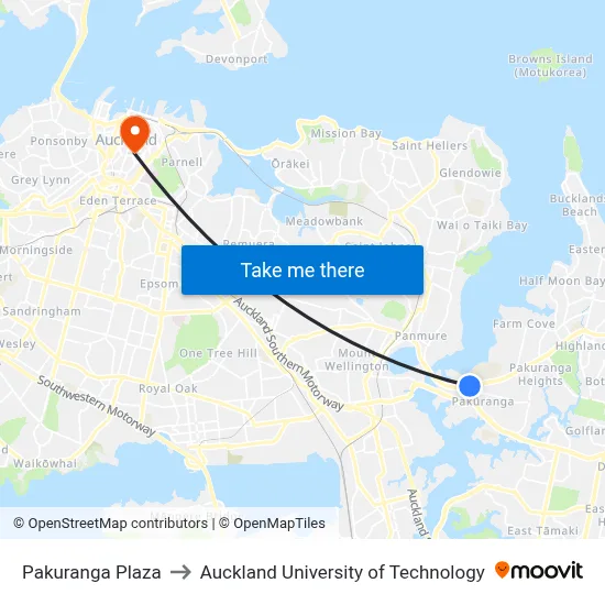 Pakuranga Plaza to Auckland University of Technology map