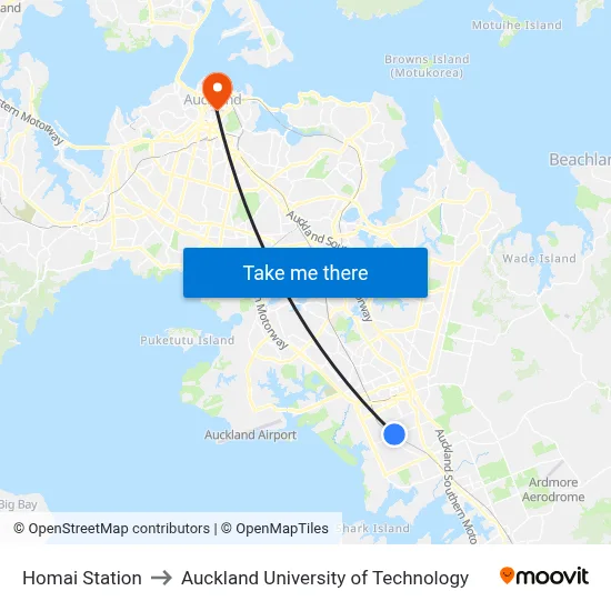 Homai Station to Auckland University of Technology map