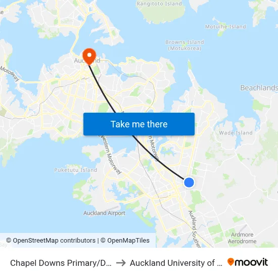 Chapel Downs Primary/Dawson Road to Auckland University of Technology map