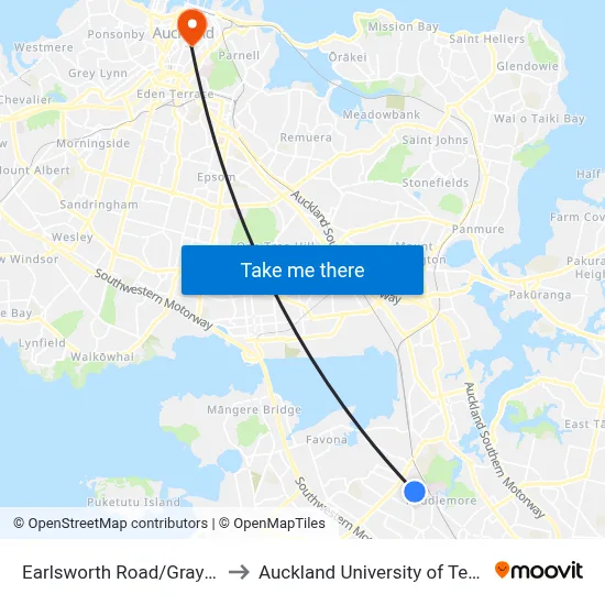 Earlsworth Road/Gray Avenue to Auckland University of Technology map
